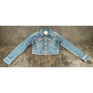 Levi Strauss Girls' Blue Jeans Jacket Cropped Size M 10-12YRS Big Kid EUC